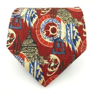 ERMENEGILDO ZEGNA Tie Red Blue Beige/Yellow 100% Silk Necktie New with Tags
